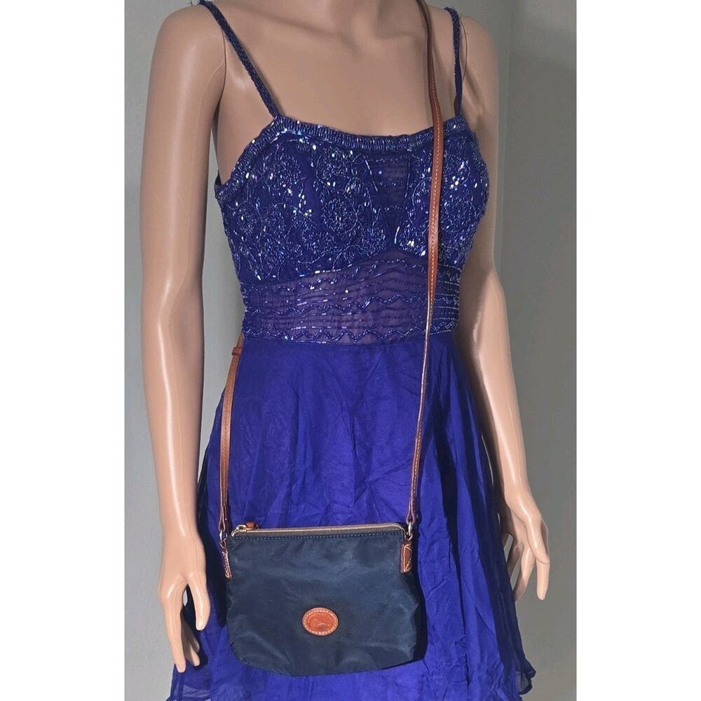 Dooney & Bourke Navy Crossbody Bag with Zip Closure Adjustable Strap Gold